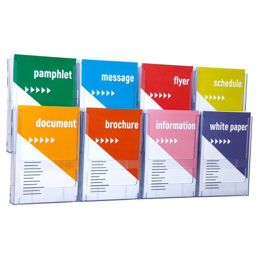 8xA4 Wall Mount Brochure Holders Landscape Lit Loc