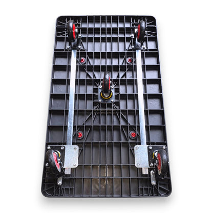 Double Layer Utility Trolley with Guard Rails & Brakes – 600kg Load 1100×650mm