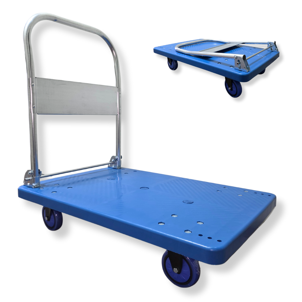 Dac Ratb Trolley 270kg Heavy Duty Platform Trolley 720×490mm Blue with Brakes – Safety Elite
