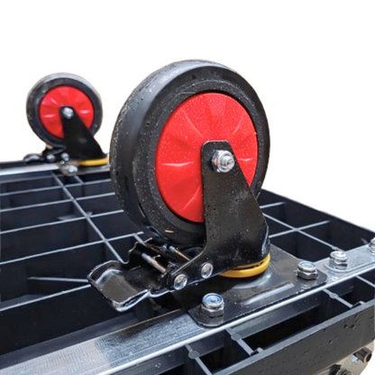 Heavy Duty Platform Trolley 270kg Black 720×490mm with Silent Braking Wheels