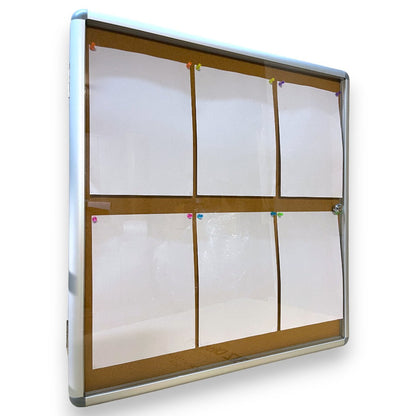 Notice Board Cabinets Indoor Wall Mounted Cork Board 6xA4 Papers