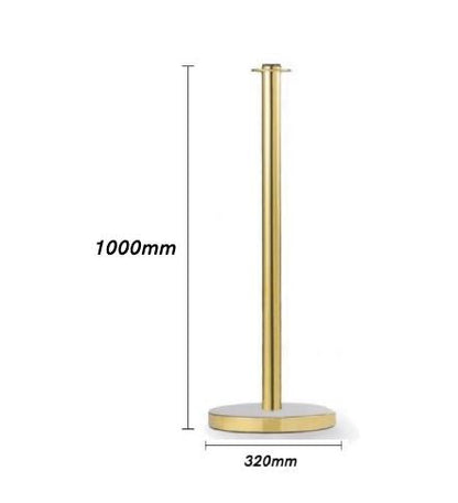 Gold Stanchions Crowd Control Set of 3 Posts + 2 Black Ropes