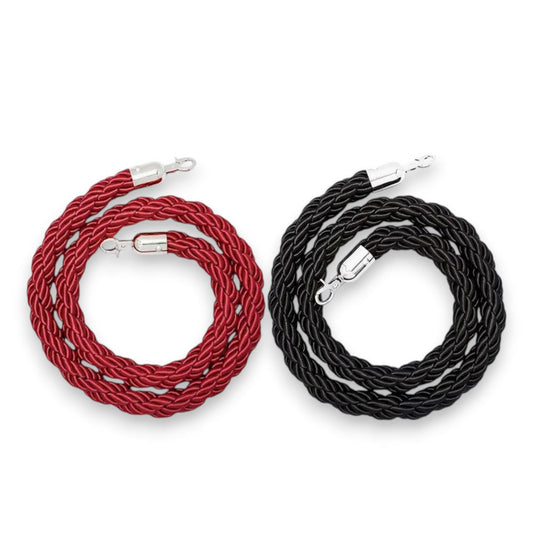 Braided Velvet Rope for Crowd Control Barrier - Silver Hook