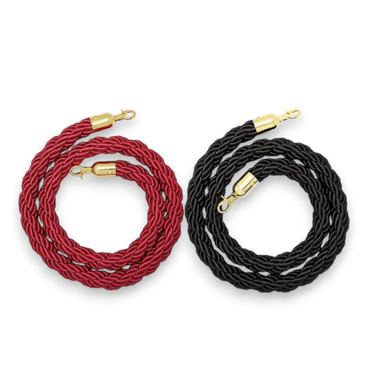 Braided Velvet Rope for Crowd Control Barrier - Gold Hook