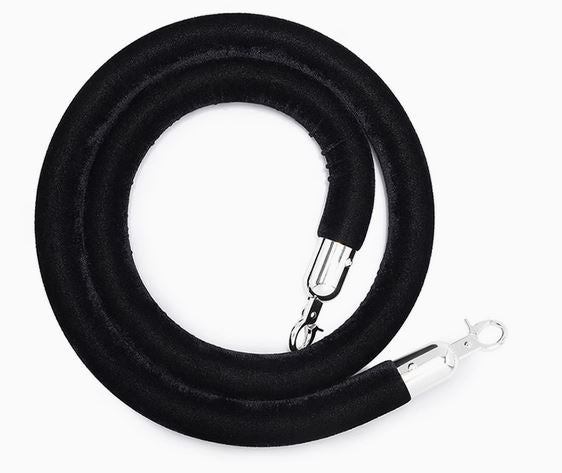 Silver Crowd Control Bollards Set of 3 Posts + 2 Black Ropes