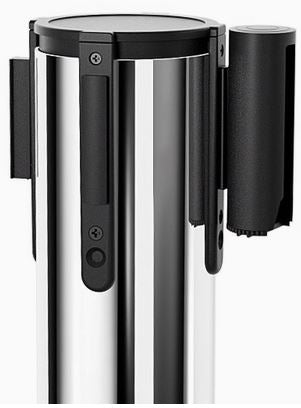 Silver Retractable Barrier Posts with Black Belts- Set of 4