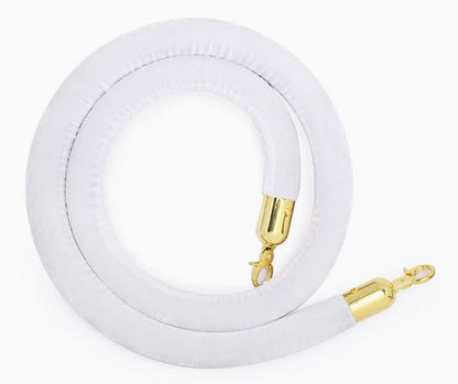Gold Queue Bollard Post Set of 3 Posts + 2 White Ropes
