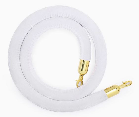Gold Crowd Control Bollards Set of 3 Posts + 2 White Ropes