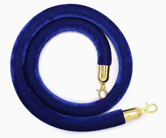 Gold Crowd Control Bollards Set of 3 Posts + 2 Blue Ropes