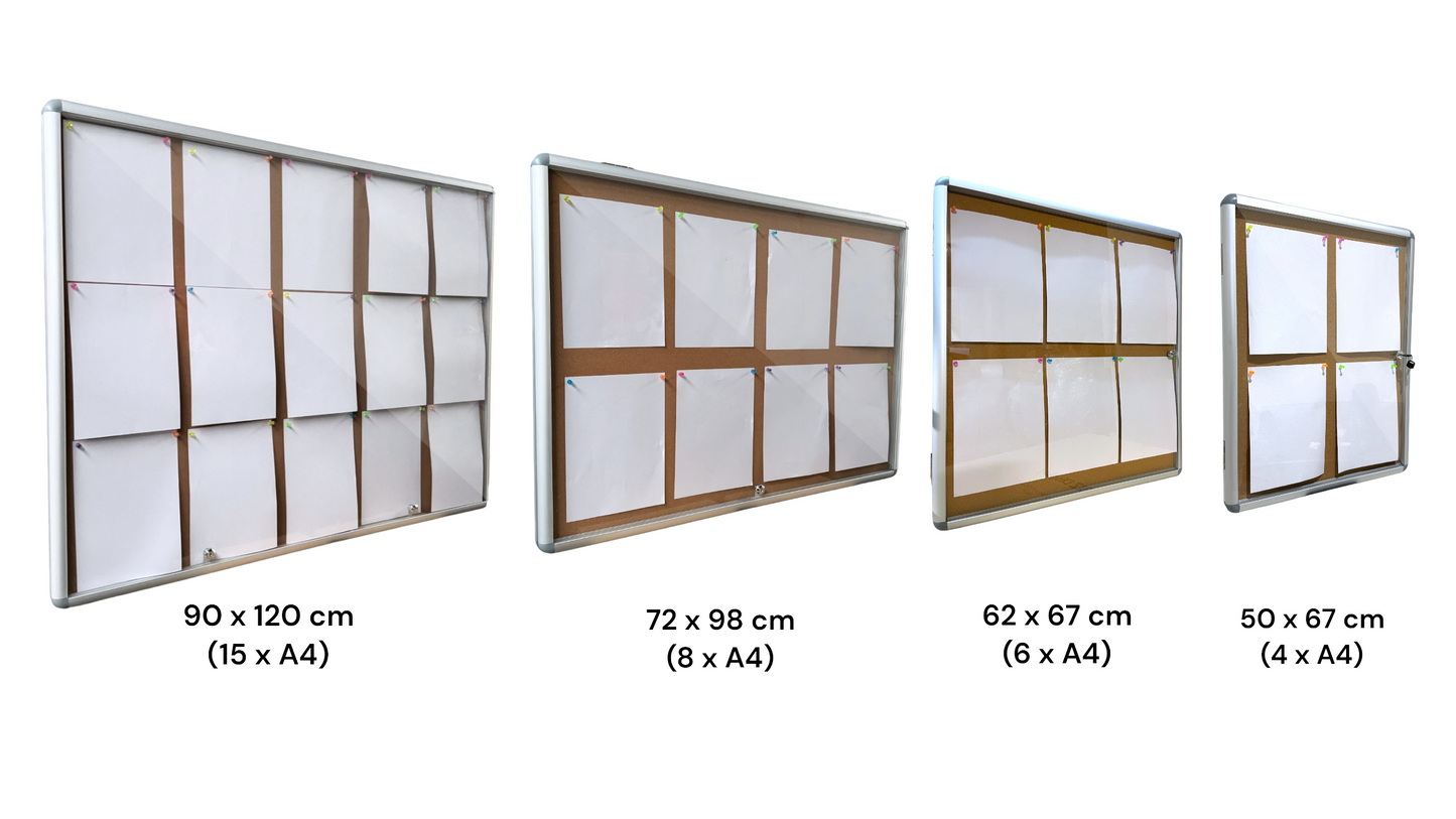 Lockable Notice Board Indoor Wall Mounted Cork Board 15xA4 Papers