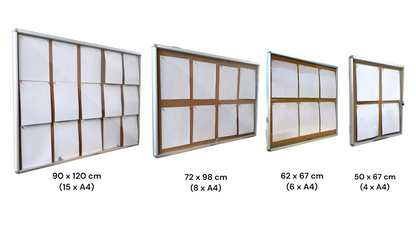Lockable Notice Board Indoor Wall Mounted Cork Board 15xA4 Papers