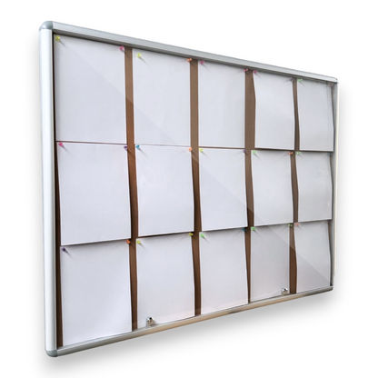 Lockable Notice Board Indoor Wall Mounted Cork Board 15xA4 Papers