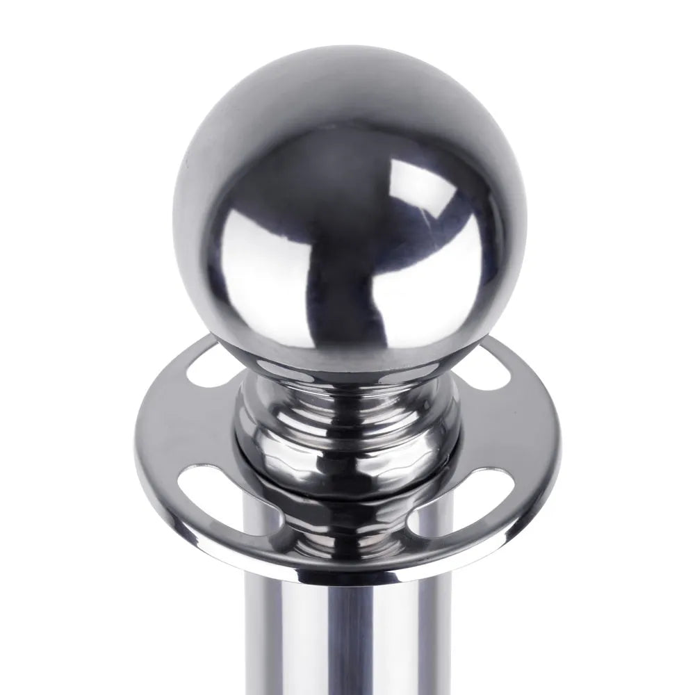 Silver Queue Bollard Post Set of 3 Posts + 2 Blue Ropes