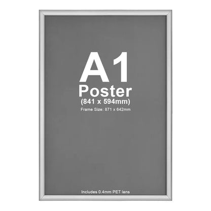 A1 Snap Lock Frame Silver ANTI-GLARE Cover 25mm Profiles