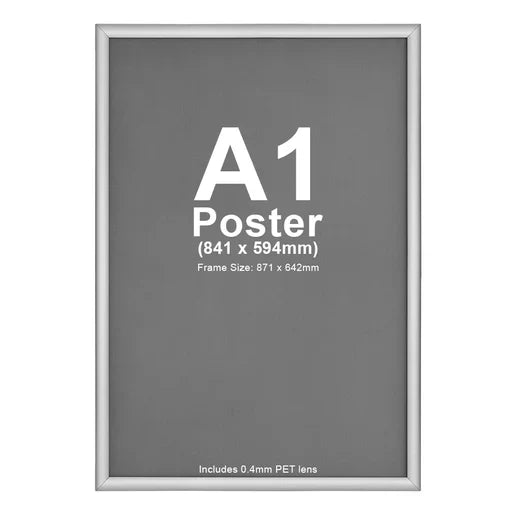 A1 Snap Lock Frame Silver ANTI-GLARE Cover 25mm Profiles