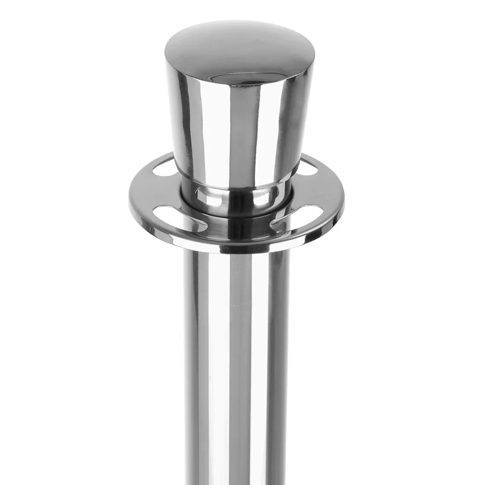 Silver Crowd Control Bollards Set of 3 Posts + 2 Black Ropes