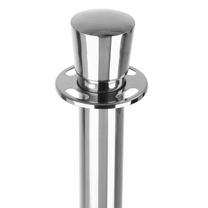 Silver Crowd Control Bollards Set of 3 Posts + 2 Black Ropes
