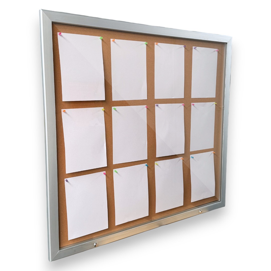 Lockable Notice Board Outdoor Wall Mounted Cork Board 12xA4 Papers