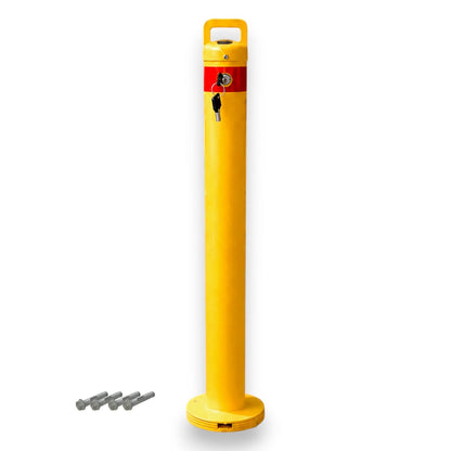 90mm Key Lock Surface Mount Removable Bollard – 1020mm Yellow Steel Bollard