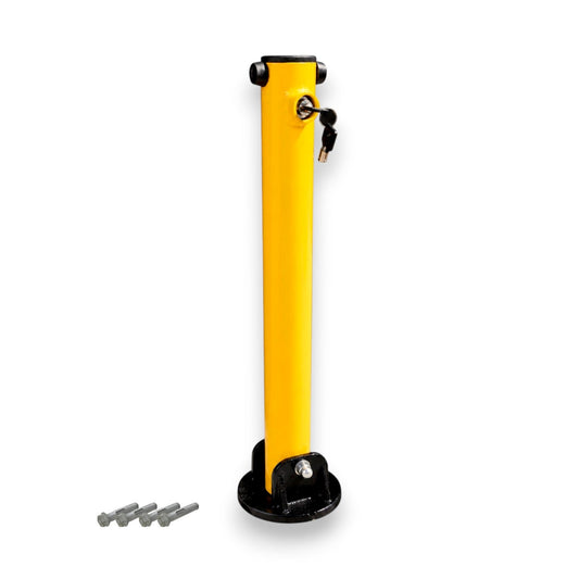60mm Fold Down Parking Bollard – 610mm High Key Lock Yellow Bollard