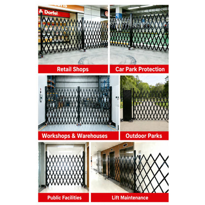 2m High Mobile Expandable Security Gate – 3m Wide with Floor Drop Bolts