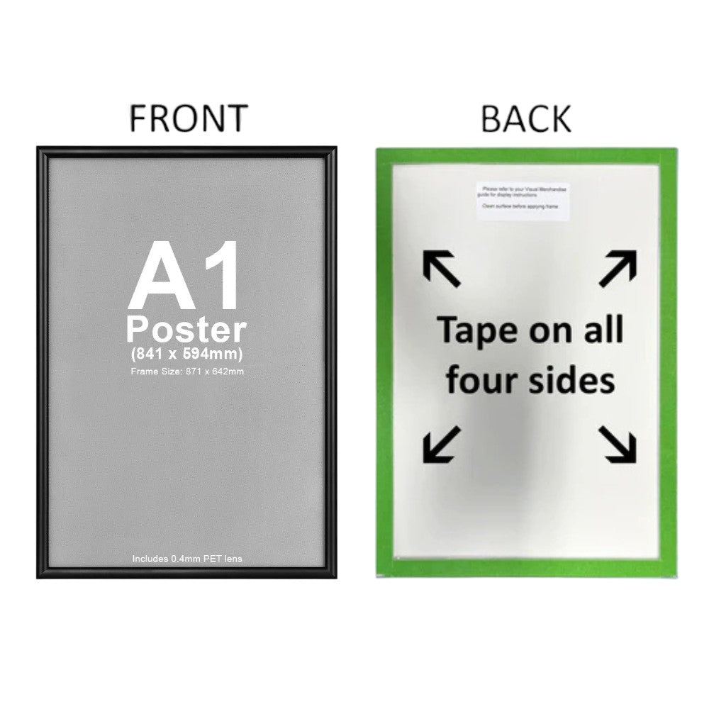 A1 Self-Adhesive Black Snap Poster Frame – 25mm Profile