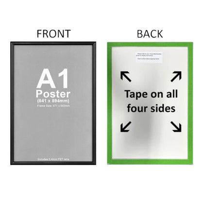 A1 Self-Adhesive Black Snap Poster Frame – 25mm Profile