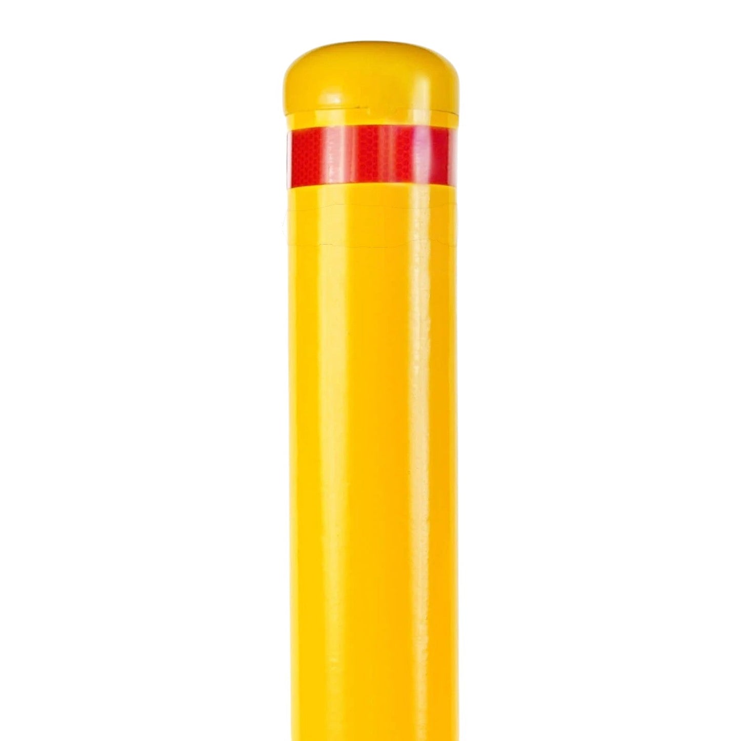 63mm Surface Mount Safety Bollard – 900mm Yellow with Red Reflective Band
