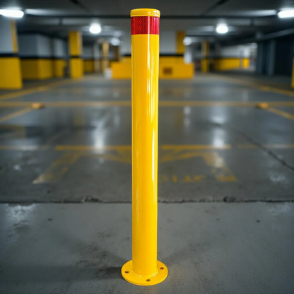 90mm Surface Mount Safety Bollard – 900mm Yellow Steel Bollard