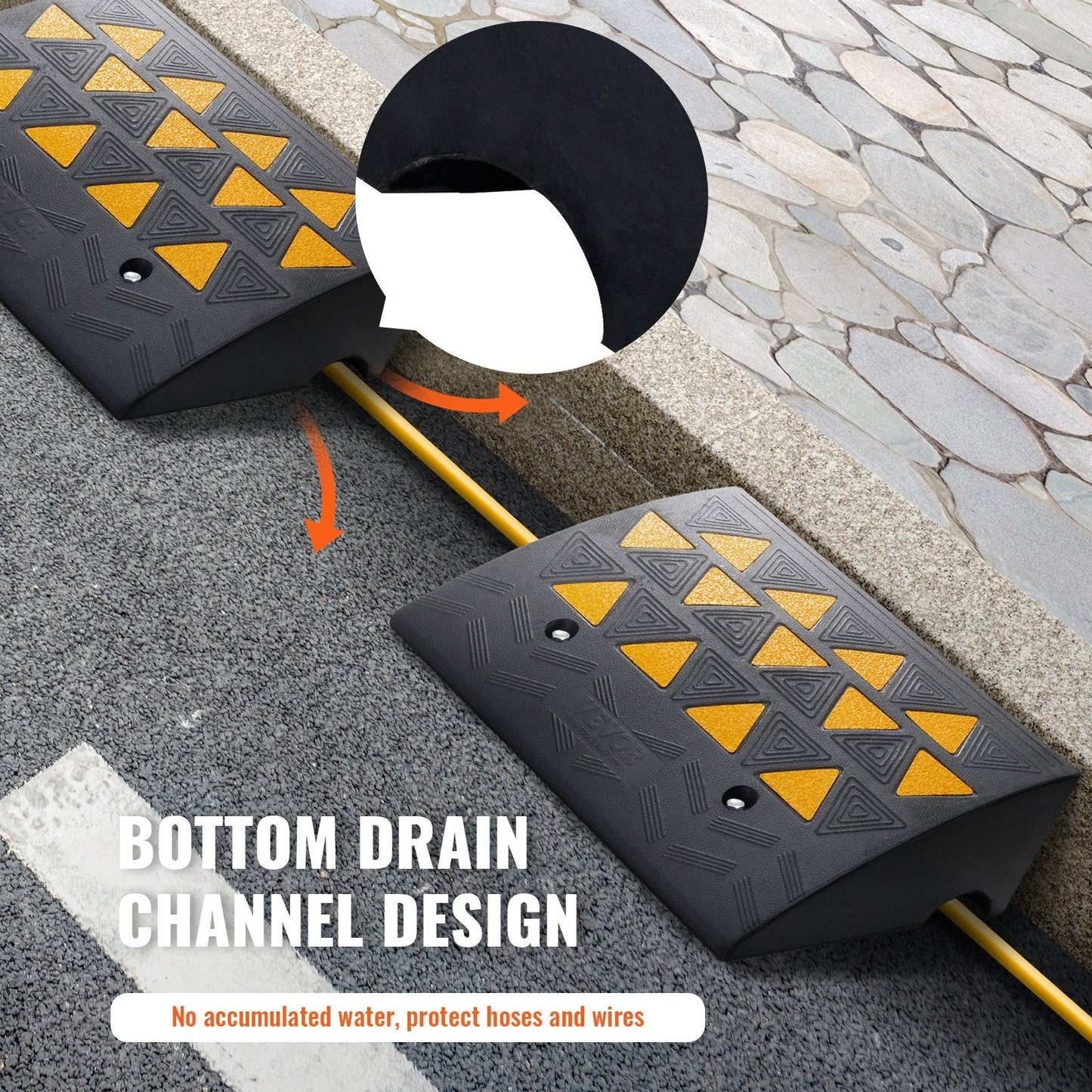 Rubber Kerb Ramp 105mm High-Vis Reflectors