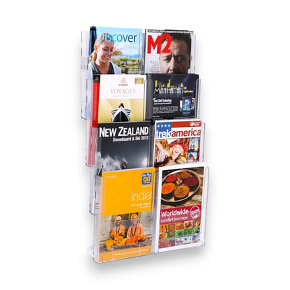 8xA4 Wall Mount Brochure Holders Portrait Lit Loc