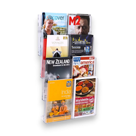 8xA4 Wall Mount Brochure Holders Portrait Lit Loc
