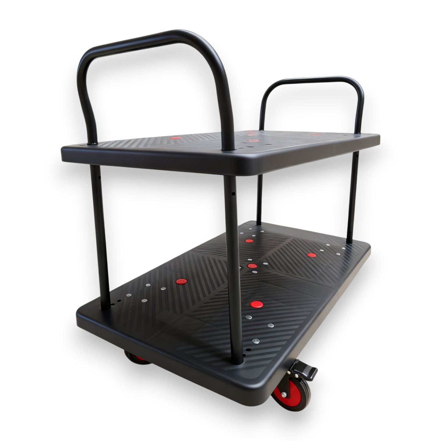 Heavy Duty Double Layer Utility Trolley with Brakes – 600kg Load 1100×650mm
